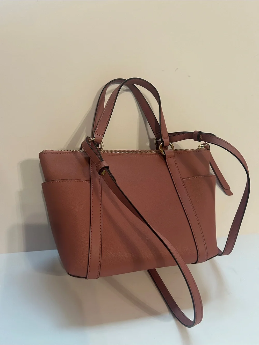 Michael Kors Sullivan Small Saffiano Leather Top-Zip Tote Bag like new